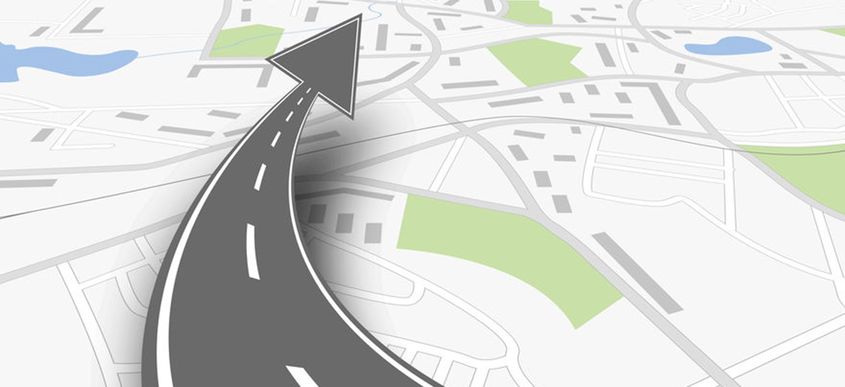 Vector image of a map showing an arrow