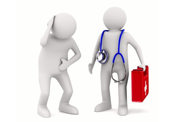 Vector image of a patient and emergency doctor